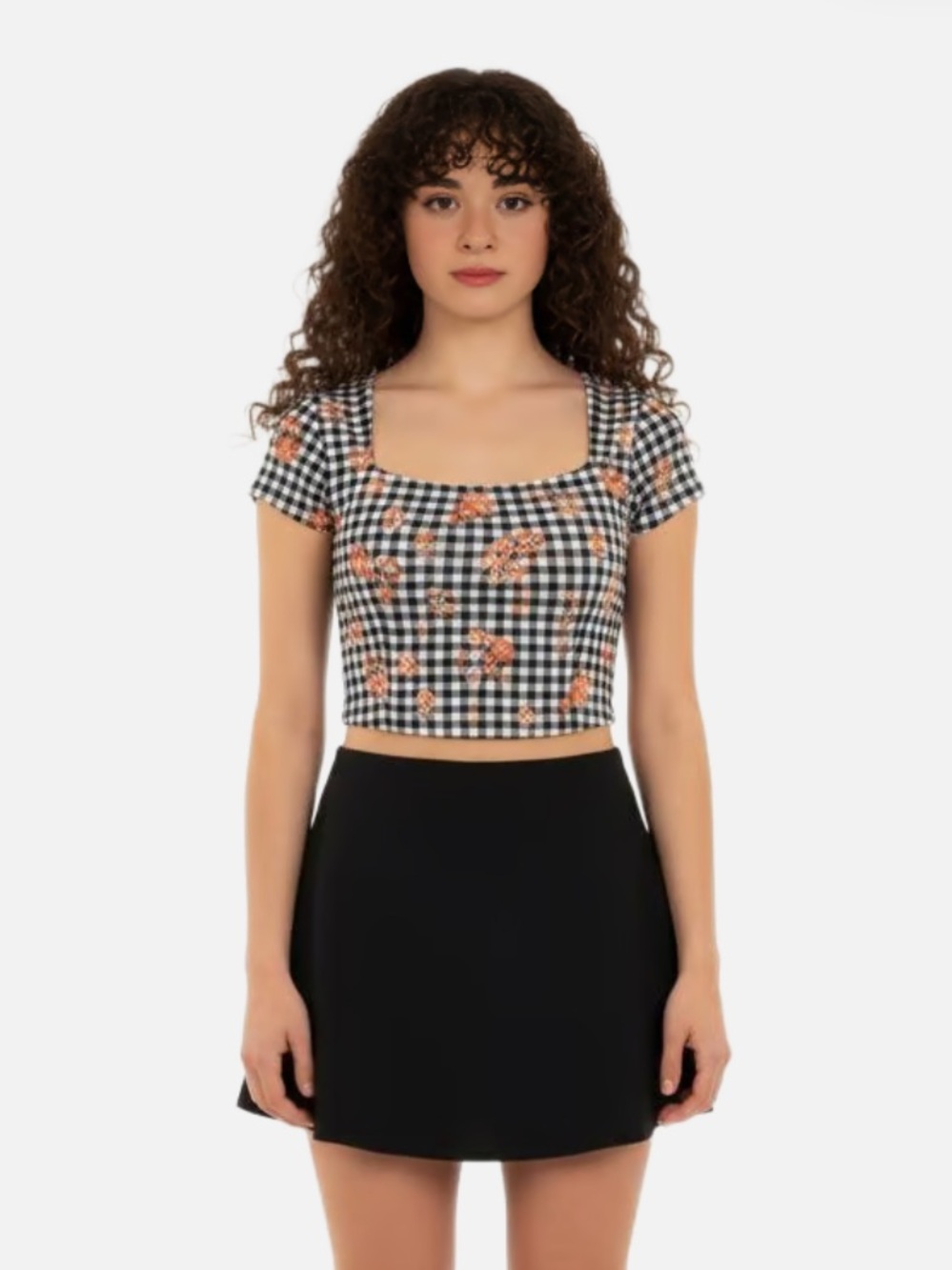 NWOT Women’s Plaid Floral Crop Top 🌺🌿 size S